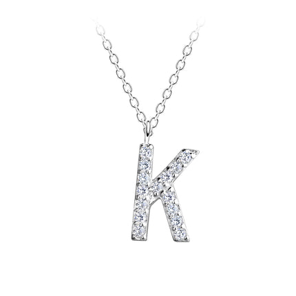 Sterling Silver Necklace • Glam Initial Letter Pendant