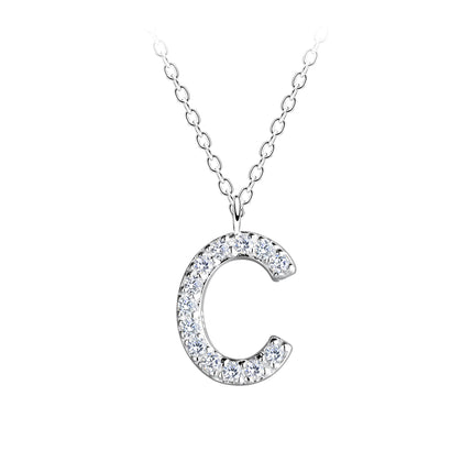 Sterling Silver Necklace • Glam Initial Letter Pendant