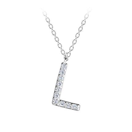 Sterling Silver Necklace • Glam Initial Letter Pendant