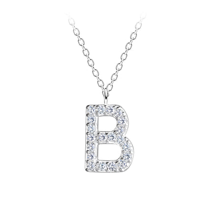 Sterling Silver Necklace • Glam Initial Letter Pendant