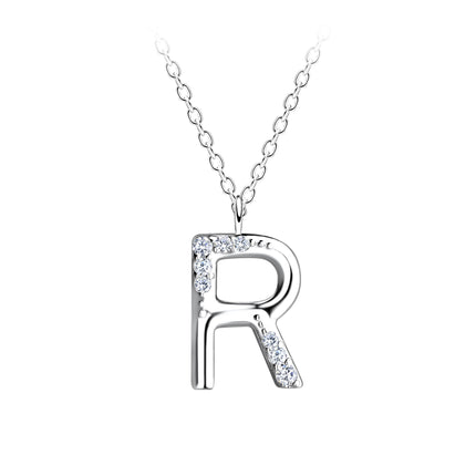 Sterling Silver Necklace • Shimmer Initial Letter Pendant