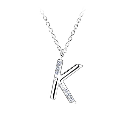 Sterling Silver Necklace • Shimmer Initial Letter Pendant