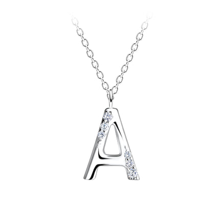Sterling Silver Necklace • Shimmer Initial Letter Pendant