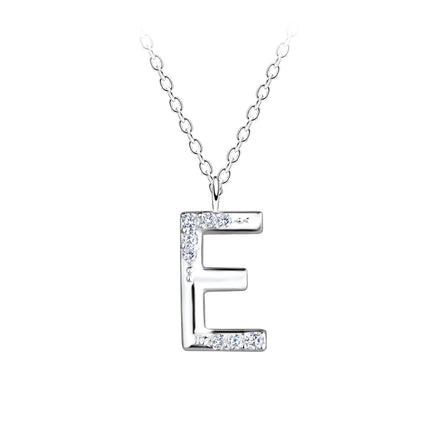 Sterling Silver Necklace • Shimmer Initial Letter Pendant
