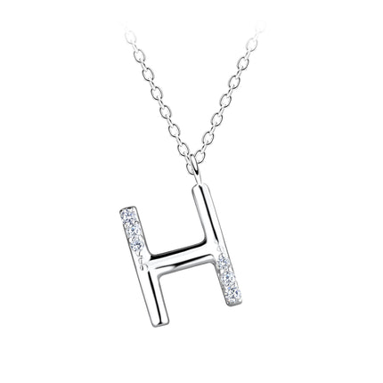 Sterling Silver Necklace • Shimmer Initial Letter Pendant