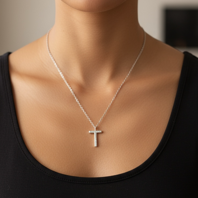 925 sterling silver necklace • T shimmer