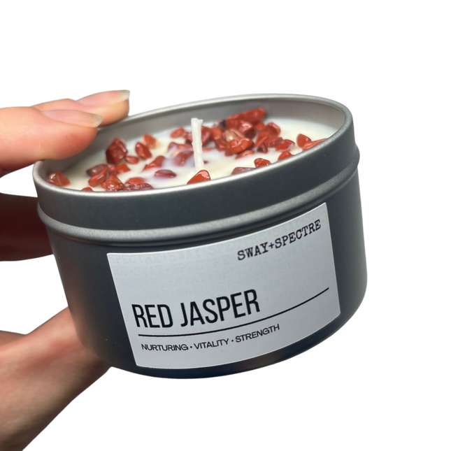 125g crystal tin • red jasper
