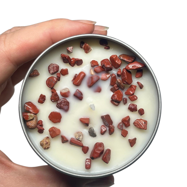 125g crystal tin • red jasper