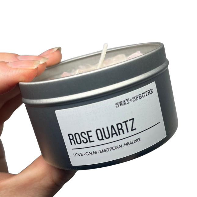 125g crystal tin • rose quartz