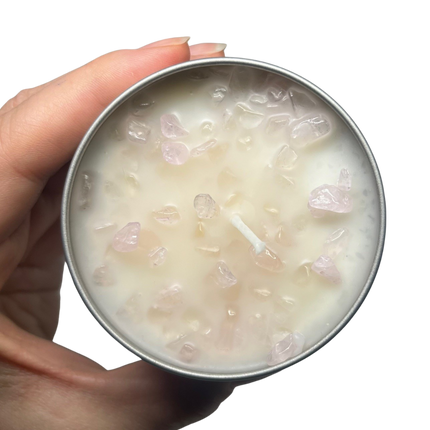 125g crystal tin • rose quartz