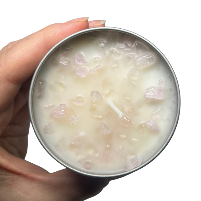 125g crystal tin • rose quartz