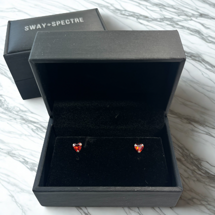 925 sterling silver studs • red heart