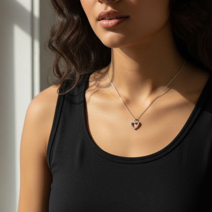 925 sterling silver necklace • open heart