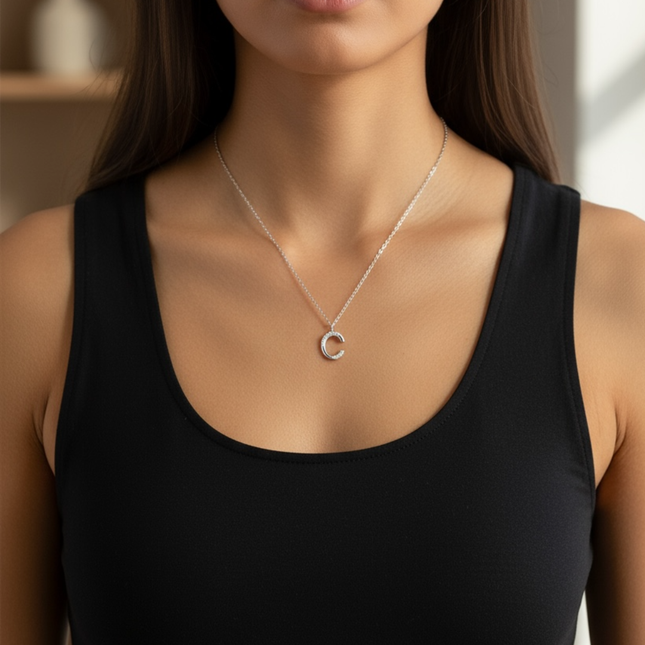 925 sterling silver necklace • C shimmer