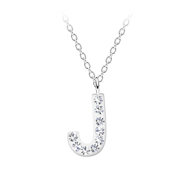 925 sterling silver necklace • J crystal