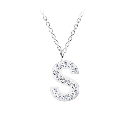 925 sterling silver necklace • S crystal