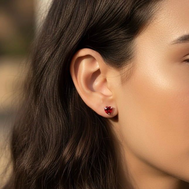 925 sterling silver studs • red heart