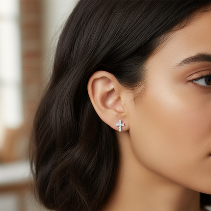 925 sterling silver studs • cross