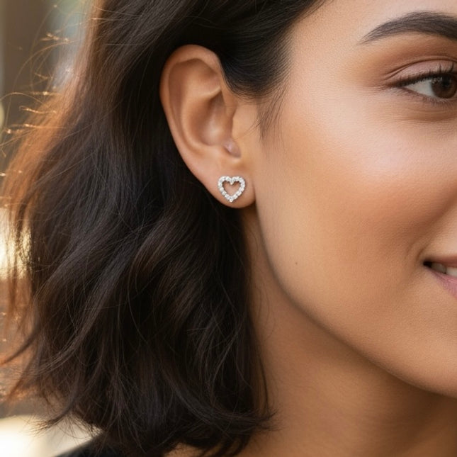 925 sterling silver studs • open heart