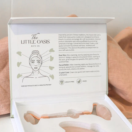 Bath ‣ Rose Quartz Facial Roller & Gua Sha Sculpting Set