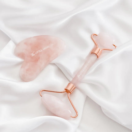 Bath ‣ Rose Quartz Facial Roller & Gua Sha Sculpting Set