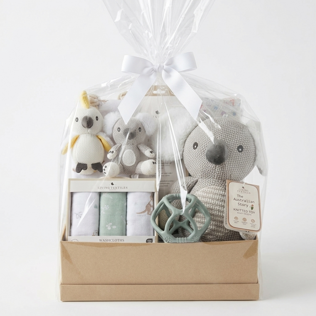 Baby Gift Hamper • "Bushland Baby" Newborn Baby Shower Premium Australiana Koala & Cockatoo Gift Set