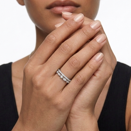 Sterling Silver Ring Set • Cubic Zirconia Multi Stone Stacker Belle + Ella