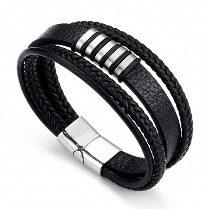 Men's Stainless Steel Leather Multilayer Bracelet