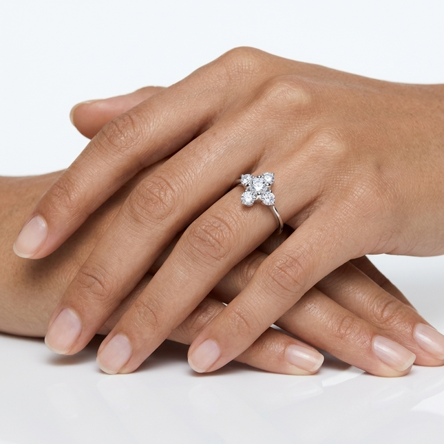 Sterling Silver Ring • Cubic Zirconia Multi Stone Daisy