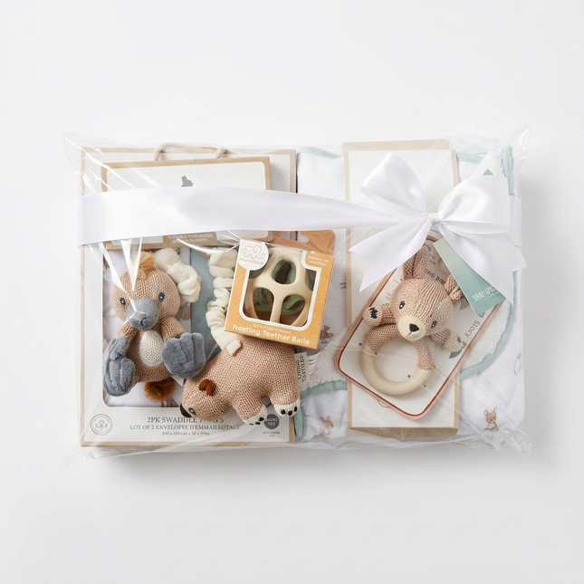 Baby Gift Hamper • "Bottlebrush Baby" Newborn Baby Shower Australiana Wombat Platypus Gift Set
