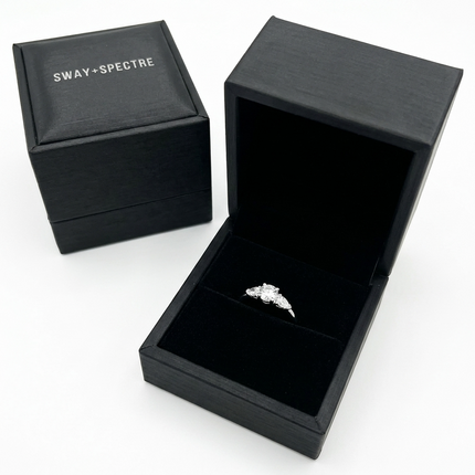 Sterling Silver Ring • Cubic Zirconia Triple Stone August