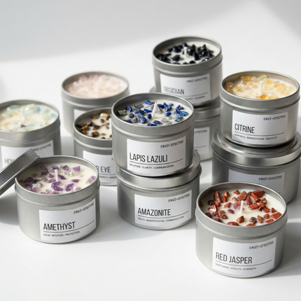 Candle Tin ‣ 125g assorted crystal