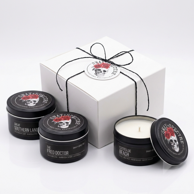 Candle Tin Set • Icons of The West Trio 3-pack – Natural Soy, 25+ Hour Burn