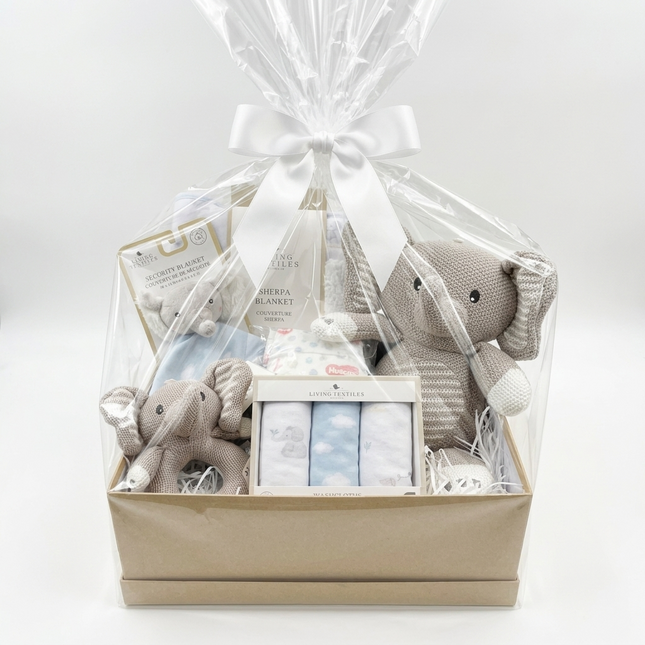 Baby Gift Hamper • "Tiny Trunkling" Newborn Baby Shower Elephant Gift Set
