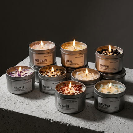 Candle Tin ‣ 125g assorted crystal