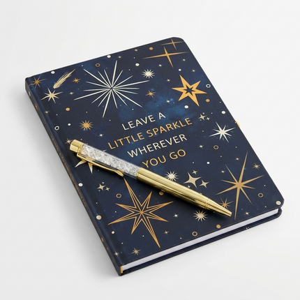 Journal • "Sparkle" A5 “Leave A Little Sparkle” Notebook with Gold Citrine Pen