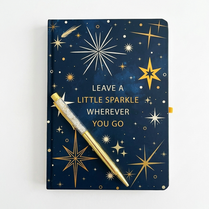 Journal • "Sparkle" A5 “Leave A Little Sparkle” Notebook with Gold Citrine Pen