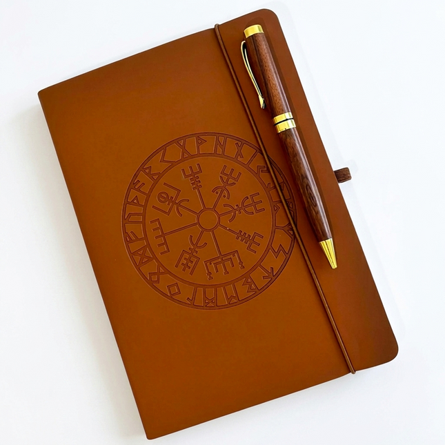 Journal • "Valhalla" Embossed Vegvisir Compass Journal & Matching Pen Set