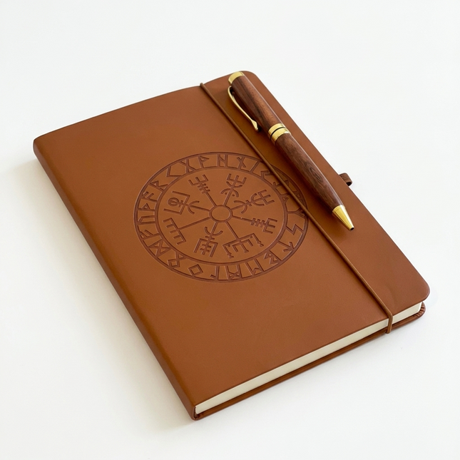 Journal • "Valhalla" Embossed Vegvisir Compass Journal & Matching Pen Set