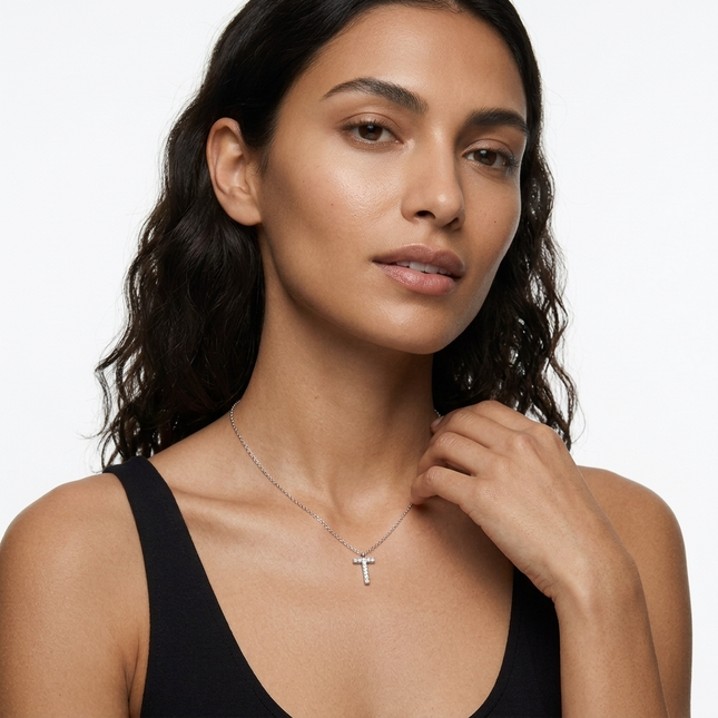 Sterling Silver Necklace • Glam Initial Letter Pendant