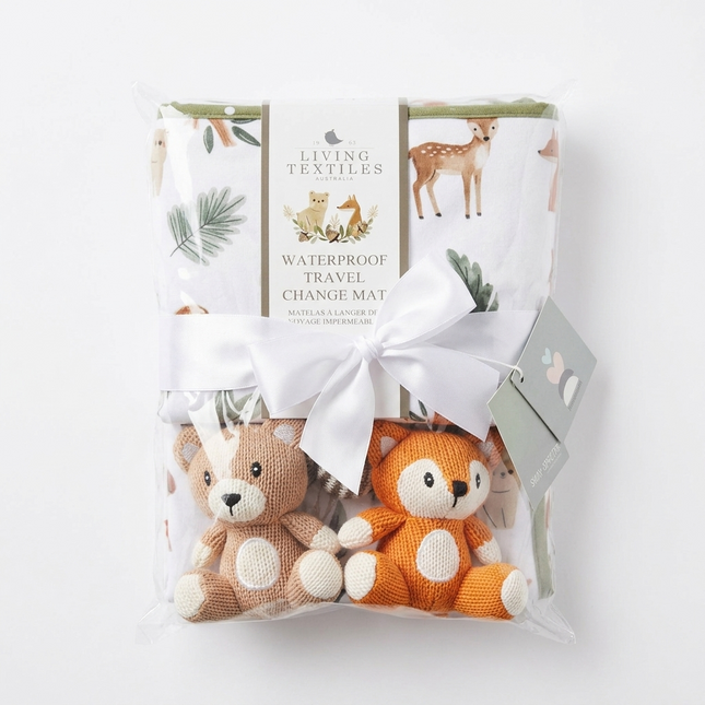 Baby Gift Hamper • "Cloverwood Cuddles" Newborn Baby Shower Fox & Bear Pram Gift Set