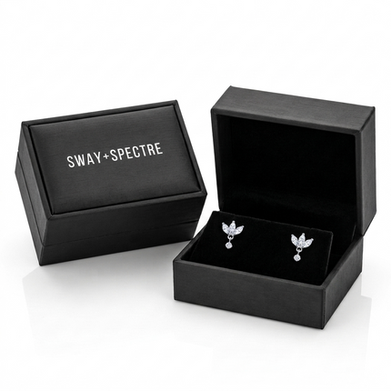 Sterling Silver Earrings • Cubic Zirconia Petal Studs
