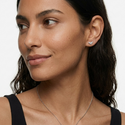 Sterling Silver Earrings • Cubic Zirconia Queenie Studs