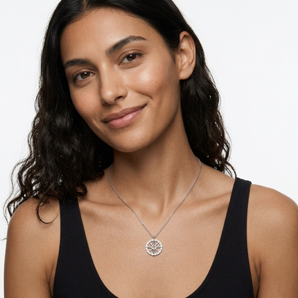 Sterling Silver Necklace • Wanderlust Compass Pendant