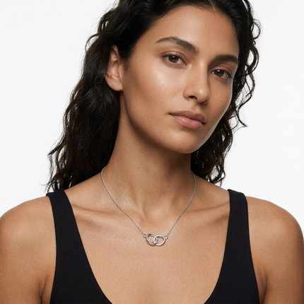 Sterling Silver Necklace • Interlocking Rings Union Pendant