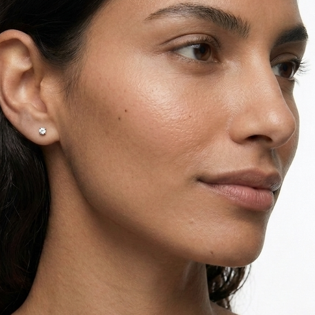 Sterling Silver Earrings • Cubic Zirconia Studs
