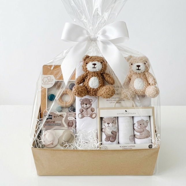 Baby Gift Hamper • "Honeywood Cub" Newborn Baby Shower Comforter Teddy Bear Gift Set