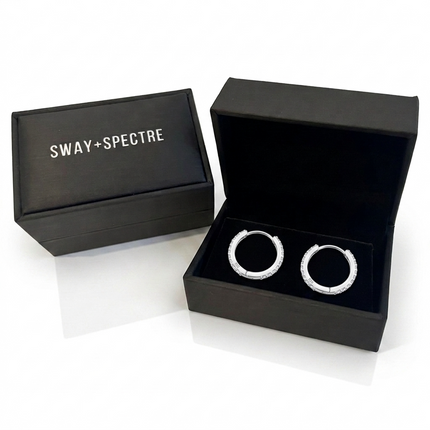 Sterling Silver Earrings • Cubic Zirconia Hoops Huggies