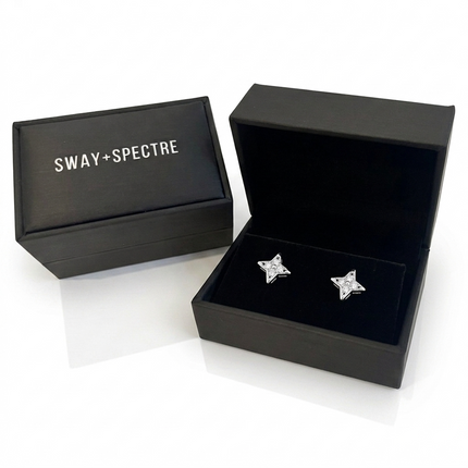 Sterling Silver Earrings • Cubic Zirconia Star Studs