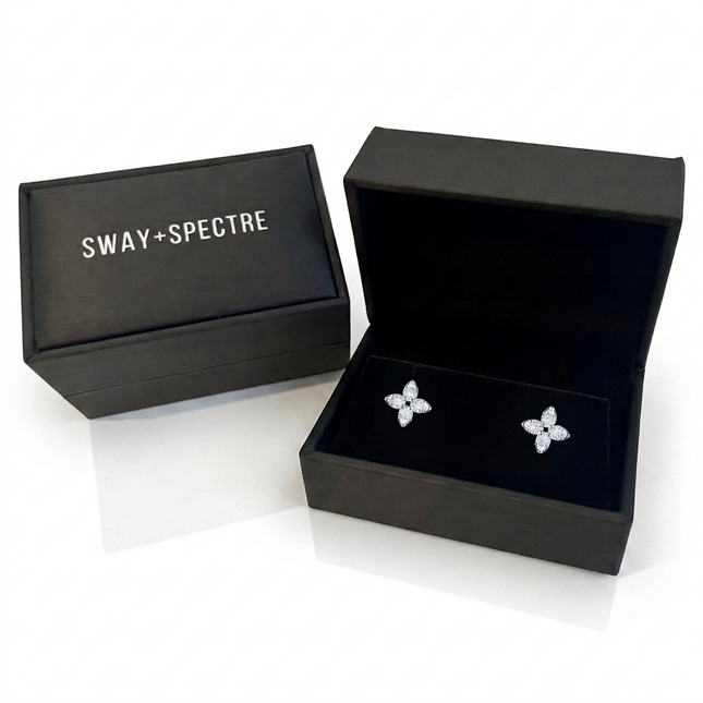 Sterling Silver Earrings • Cubic Zirconia Violet Studs